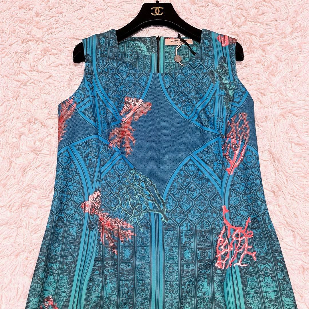 新品 piccione piccione ノースリーブ ワンピース 珊瑚 グラデ