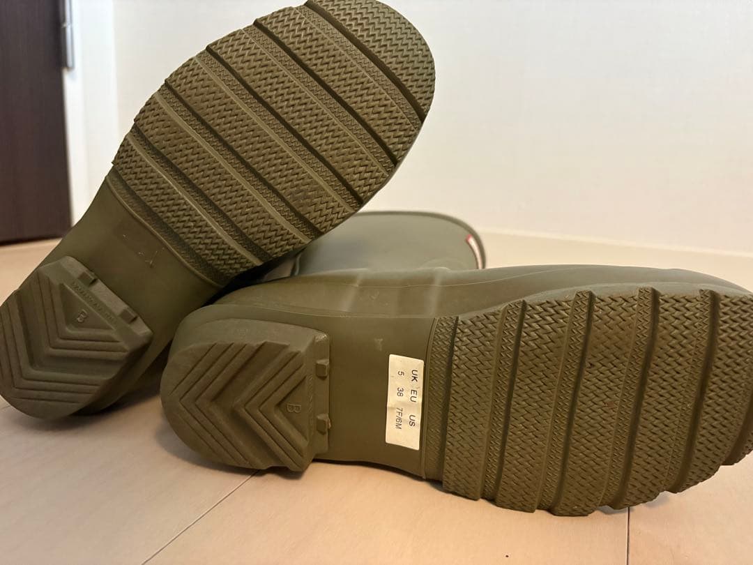 Hunter レインブーツ　オリジナルショート カーキ　長靴　インナーソックス付