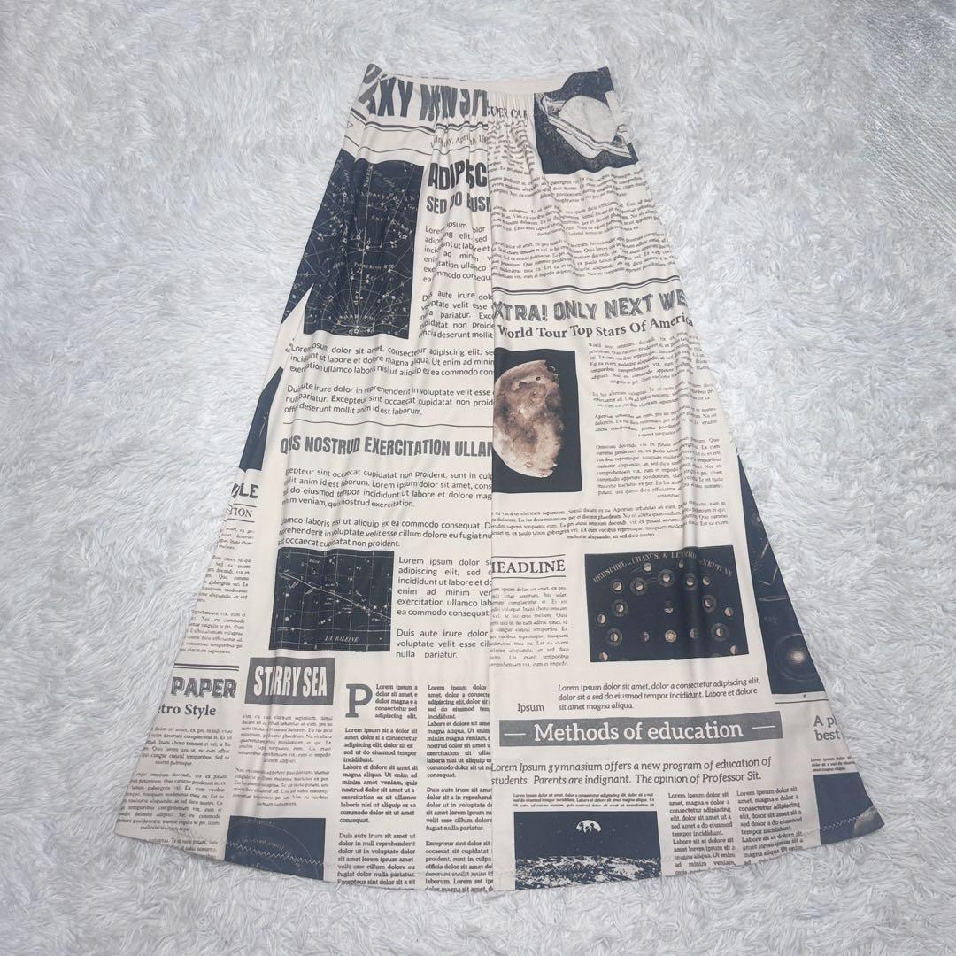 新品 AMERI UND SPACE NEWSPAPER PRINT SKIRT