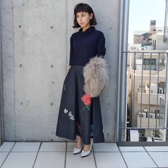 Ameri VINTAGE AMANDA FLARE SKIRT ブラック