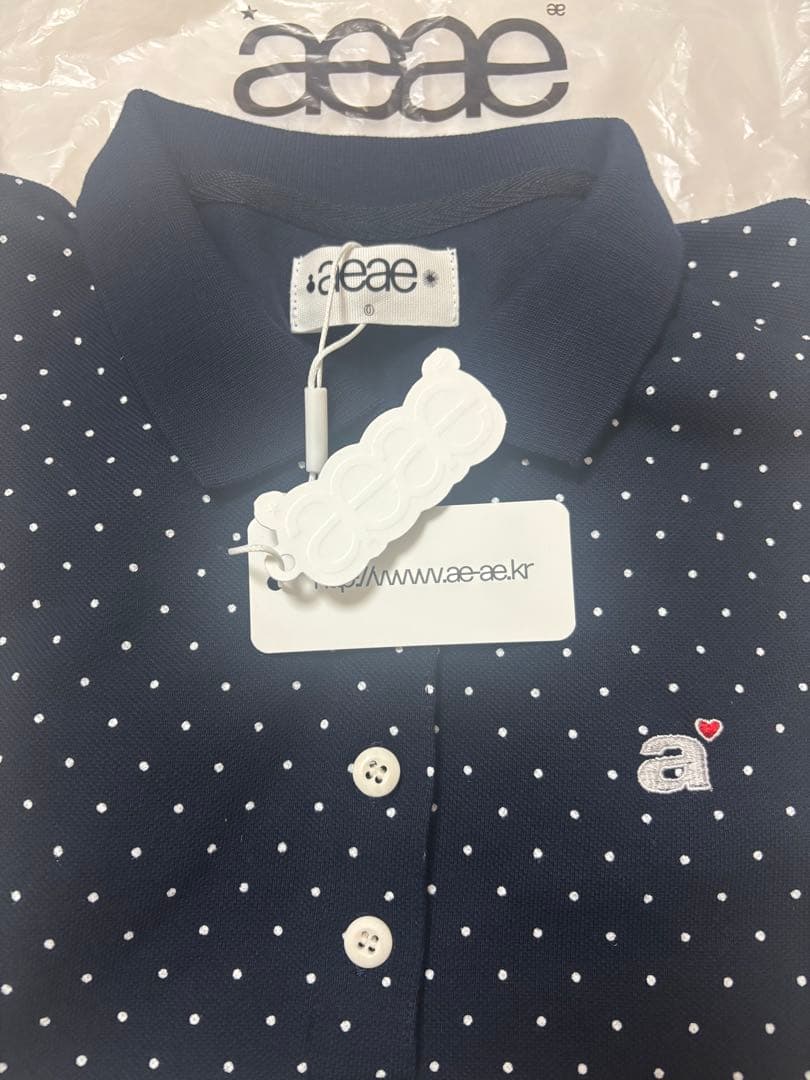 aeae ドット PK Tシャツ ネイビー
