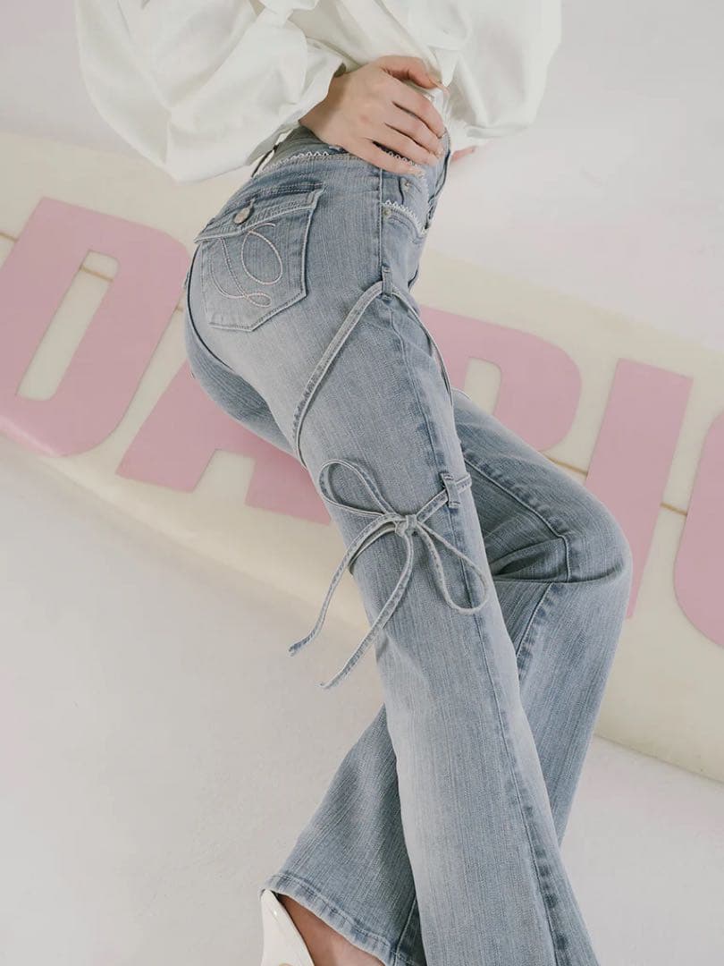 ♡ ダーリッチ Darich ♡ ピコレースハイウエストフレアデニム XS
