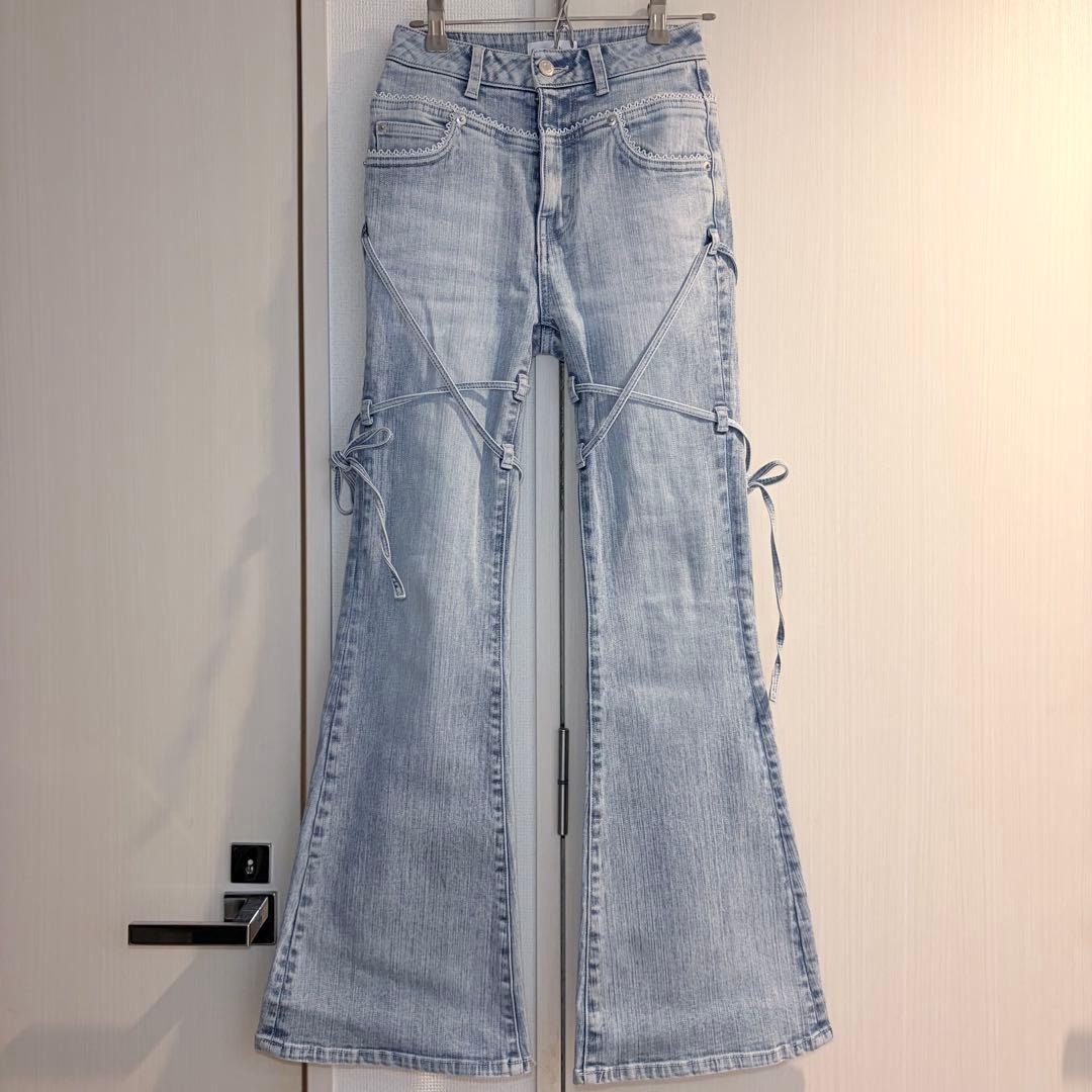 ♡ ダーリッチ Darich ♡ ピコレースハイウエストフレアデニム XS