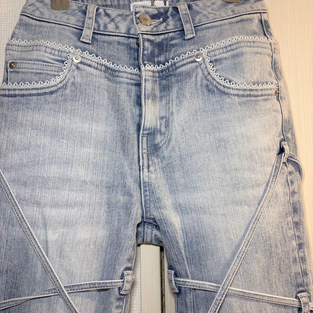 ♡ ダーリッチ Darich ♡ ピコレースハイウエストフレアデニム XS