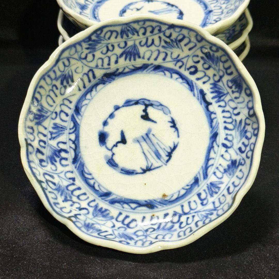 古伊万里 染付小皿 唐草文 手描き 時代物 和骨董 古美術品 コレクター放出美品