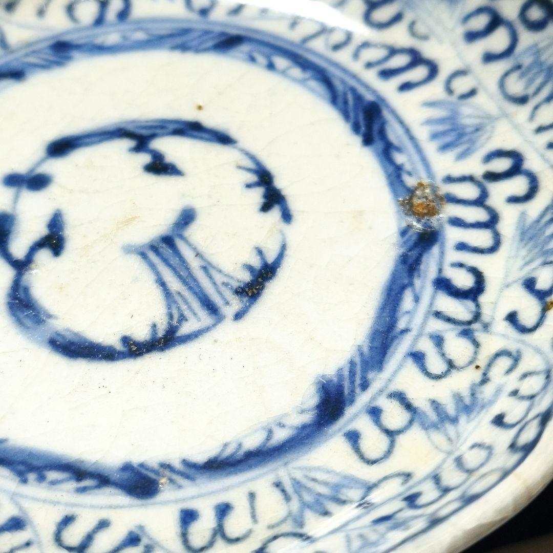 古伊万里 染付小皿 唐草文 手描き 時代物 和骨董 古美術品 コレクター放出美品
