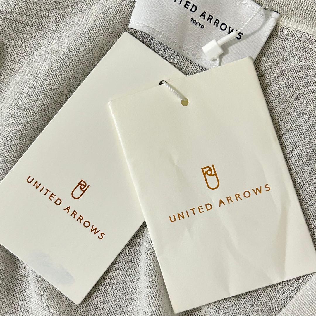 【UNITED ARROWS】新品タグ付 シアーカーディガン ホワイト M〜L