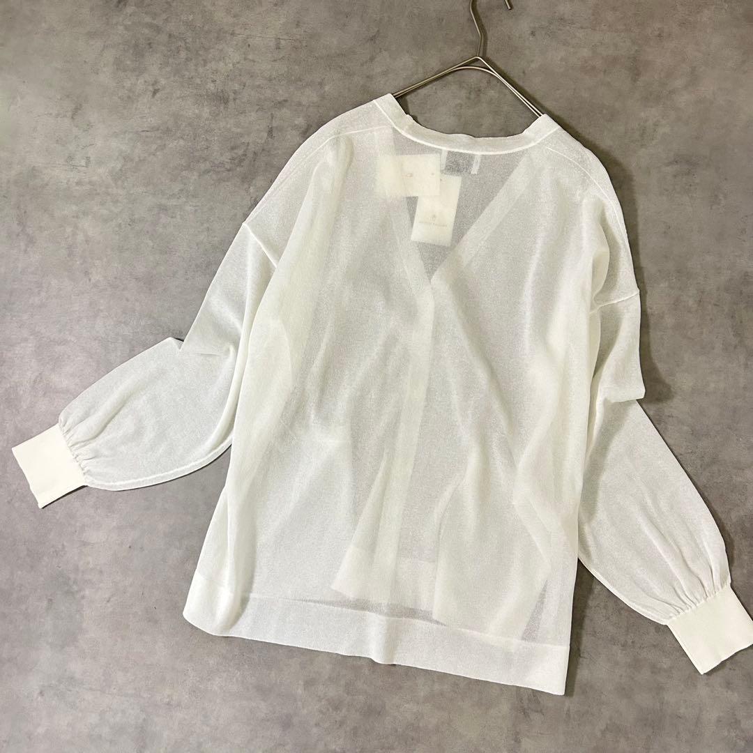 【UNITED ARROWS】新品タグ付 シアーカーディガン ホワイト M〜L