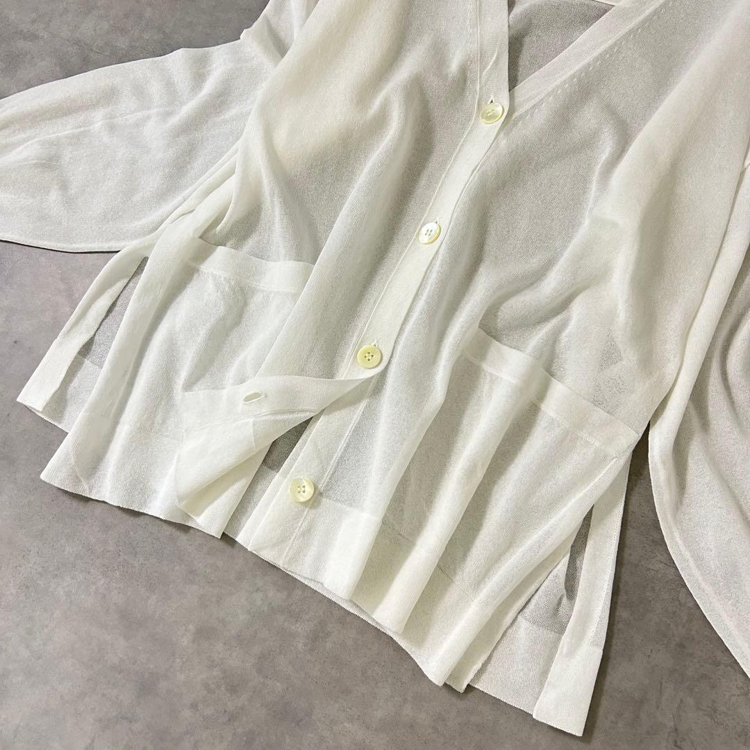 【UNITED ARROWS】新品タグ付 シアーカーディガン ホワイト M〜L