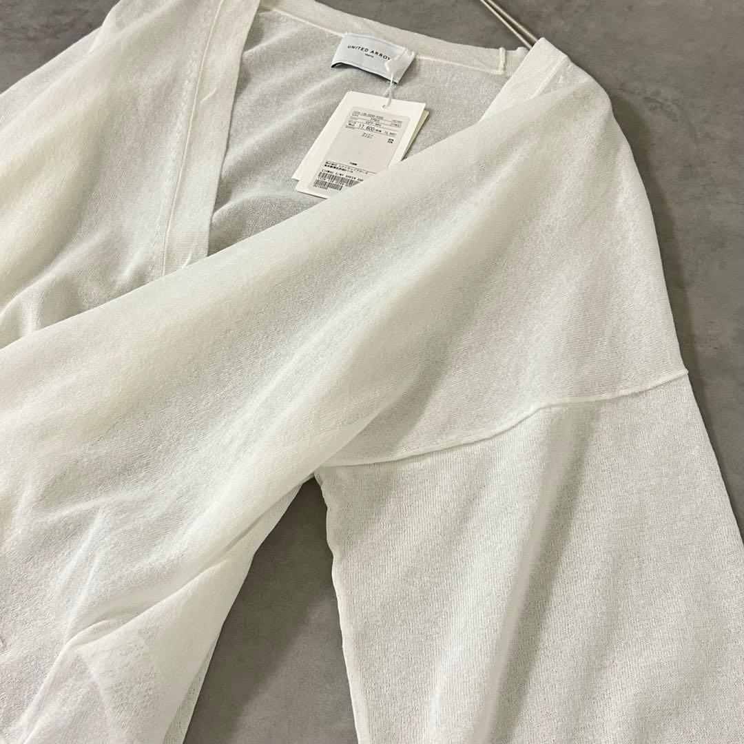 【UNITED ARROWS】新品タグ付 シアーカーディガン ホワイト M〜L