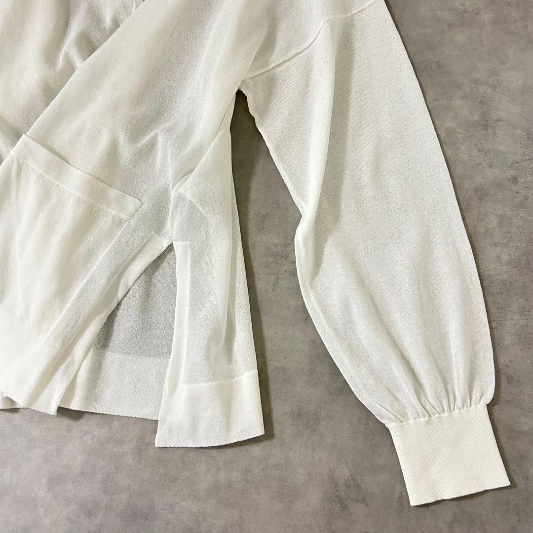 【UNITED ARROWS】新品タグ付 シアーカーディガン ホワイト M〜L