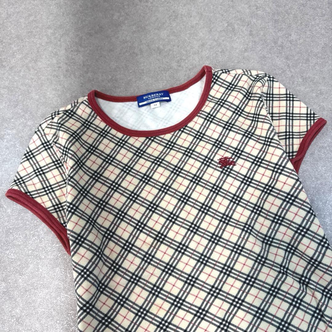 BURBERRY BLUE LABEL ノバチェック 短袖 カットソー 刺繍ロゴ