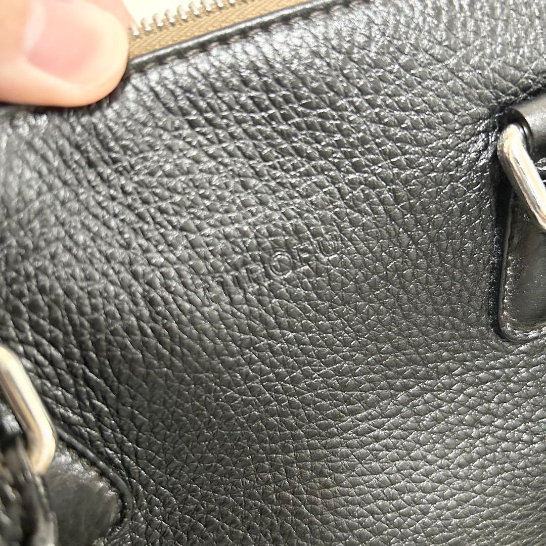 極美品　ヒロフ　HIROFU ミニボストンバッグ　黒　オールレザー　シボ革
