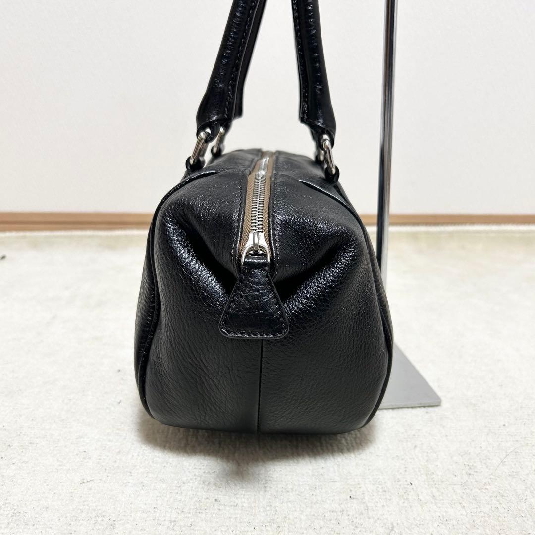 極美品　ヒロフ　HIROFU ミニボストンバッグ　黒　オールレザー　シボ革