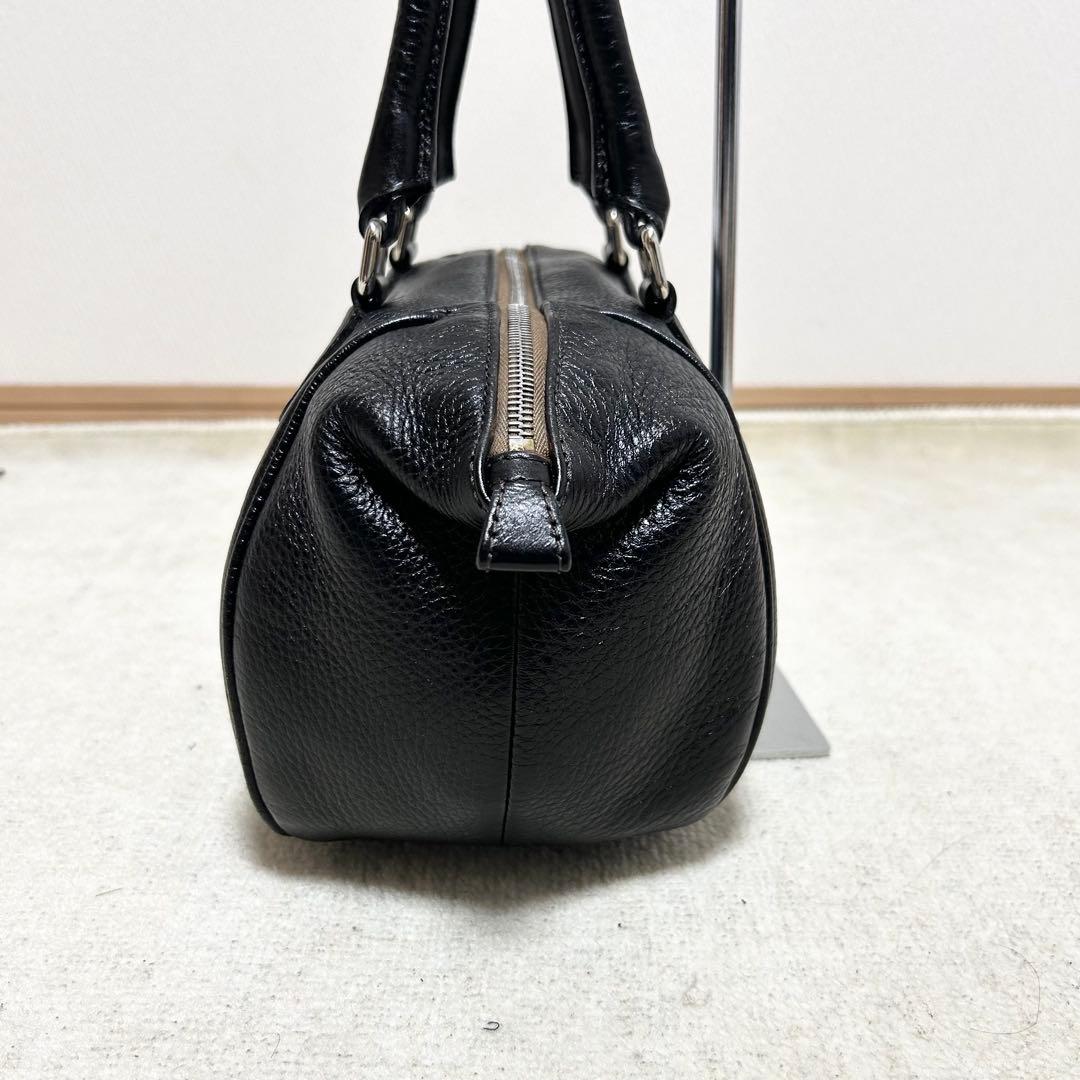 極美品　ヒロフ　HIROFU ミニボストンバッグ　黒　オールレザー　シボ革