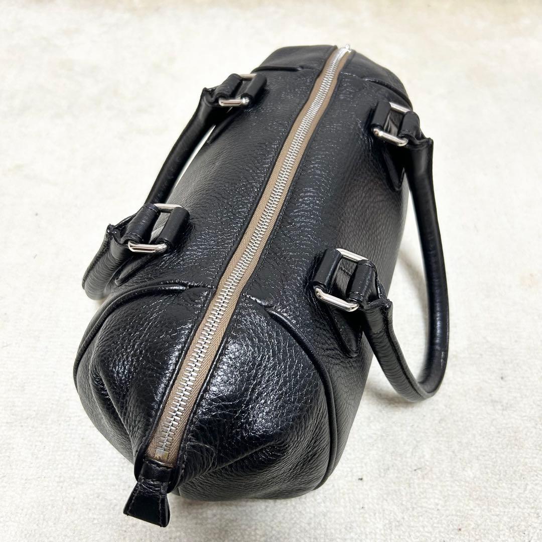 極美品　ヒロフ　HIROFU ミニボストンバッグ　黒　オールレザー　シボ革