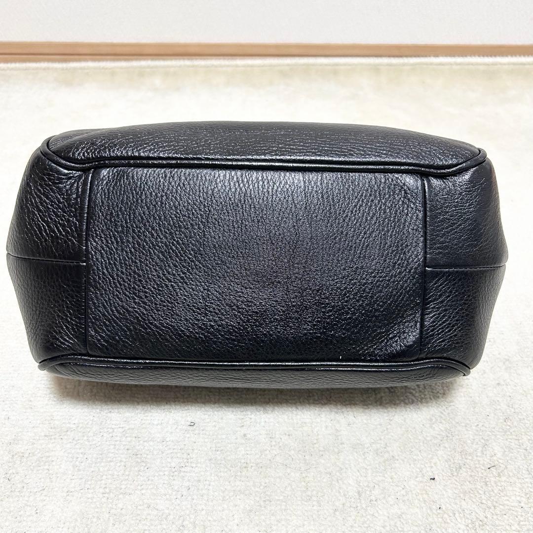 極美品　ヒロフ　HIROFU ミニボストンバッグ　黒　オールレザー　シボ革