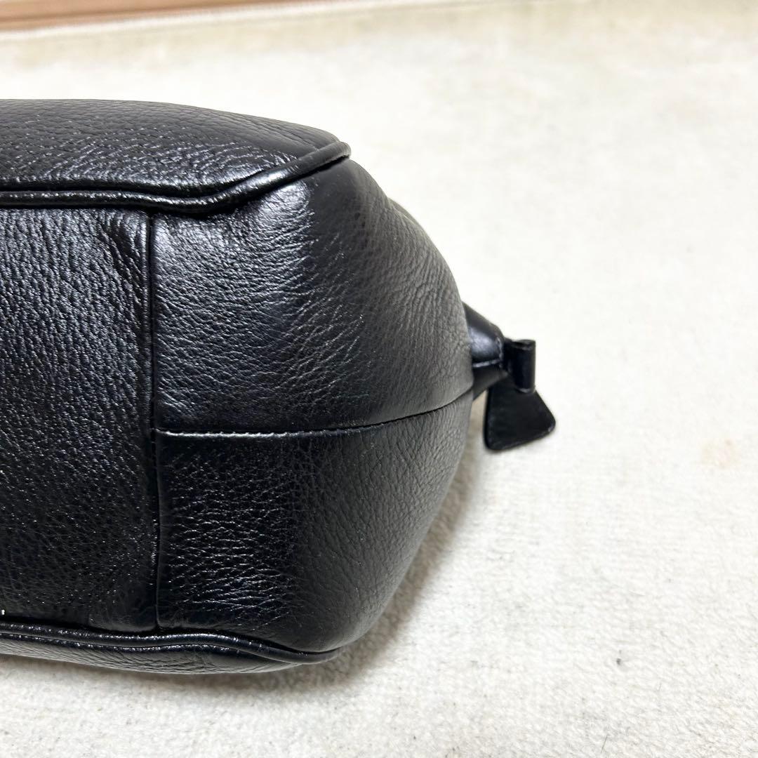 極美品　ヒロフ　HIROFU ミニボストンバッグ　黒　オールレザー　シボ革