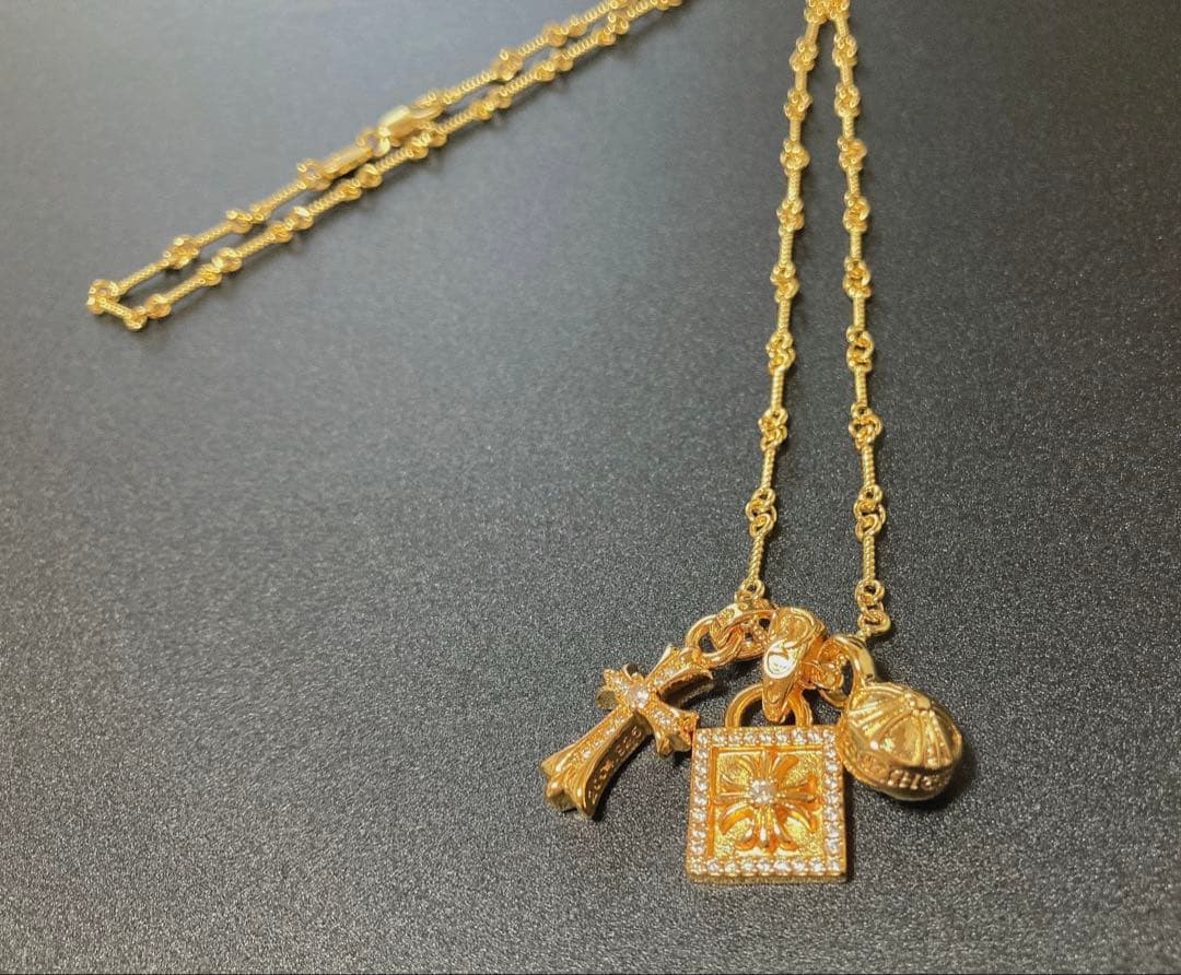 22k ベビーファット　スクエア　ボール　ゴールドネックレス　50㎝