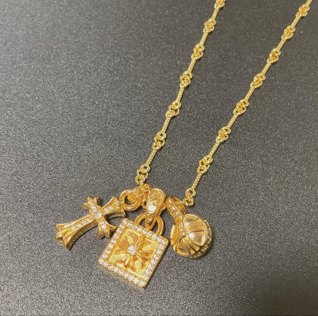 22k ベビーファット　スクエア　ボール　ゴールドネックレス　50㎝
