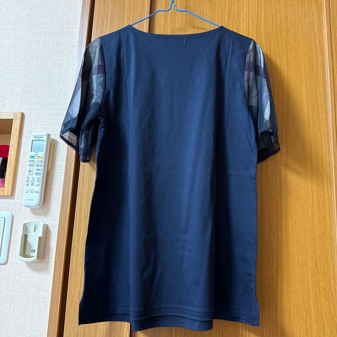 BLUE LABEL ネイビー Tシャツ シースルー袖
