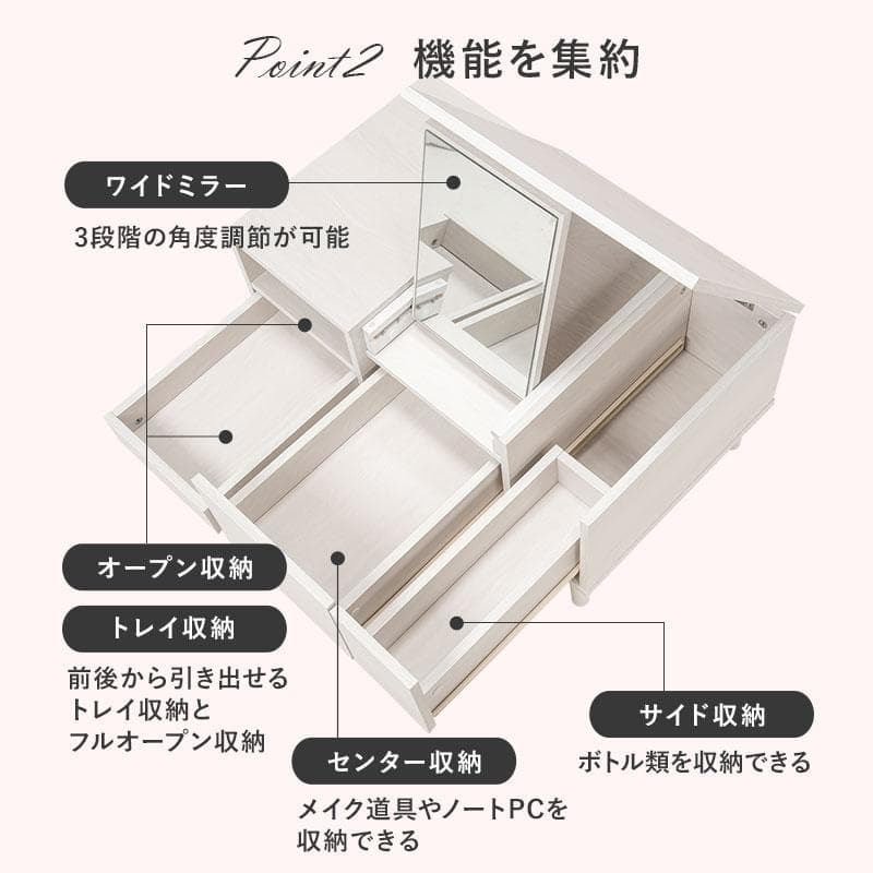 【新品】コスメテーブル　 ドレッサー　幅75cm　アウトレット