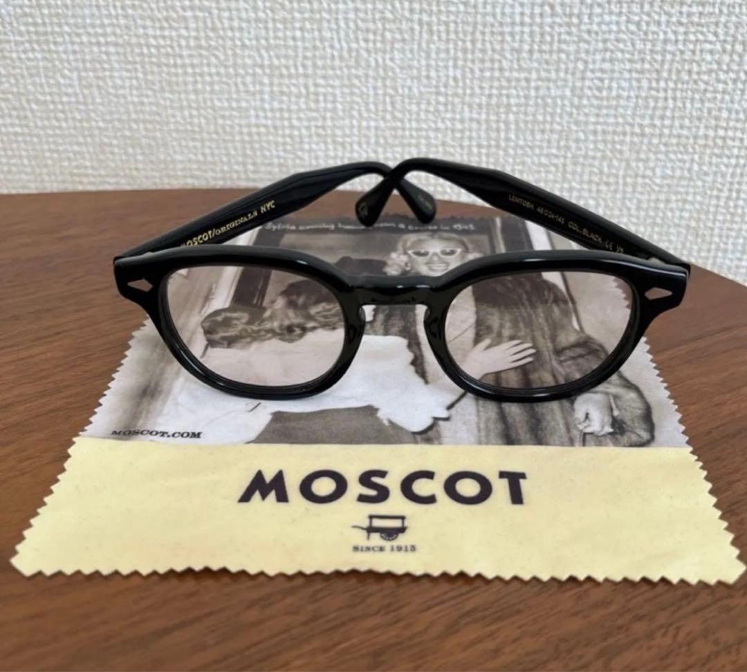 MOSCOT ブラック ラウンドサングラス ケース付き