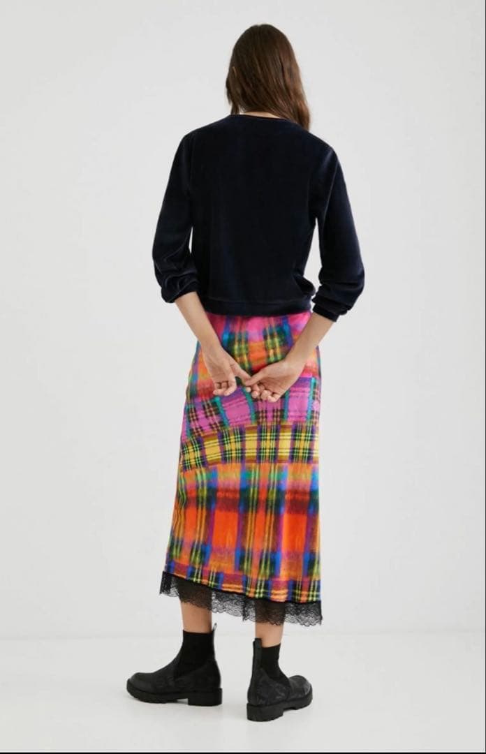 デシグアル Desigual タータンチェックレディース スリムミディスカート