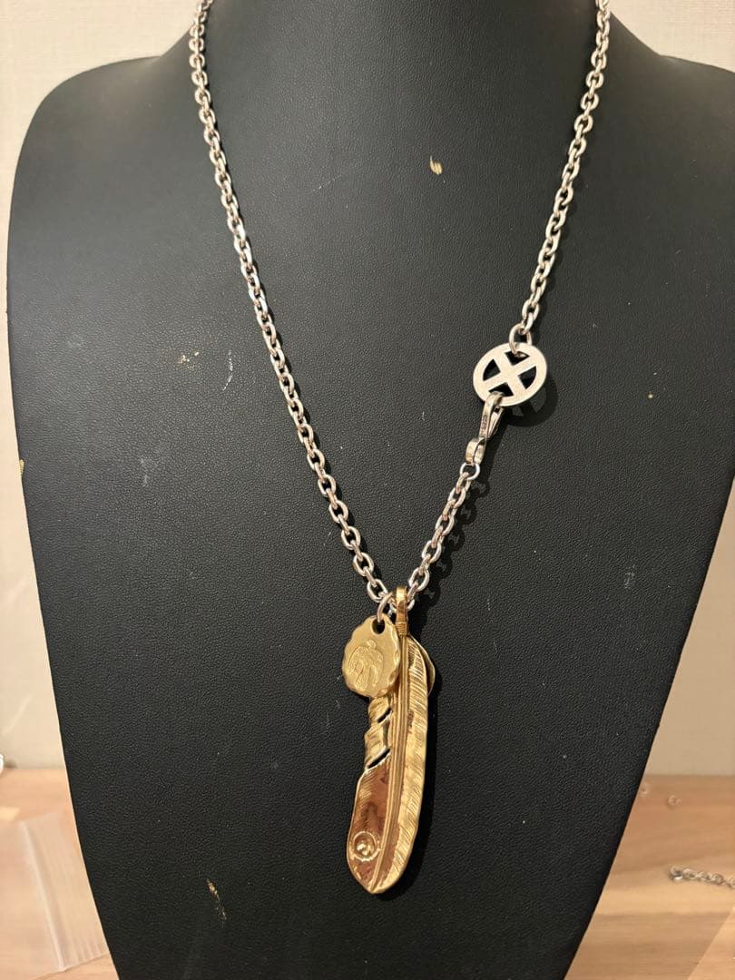 全金フェザーネックレス
