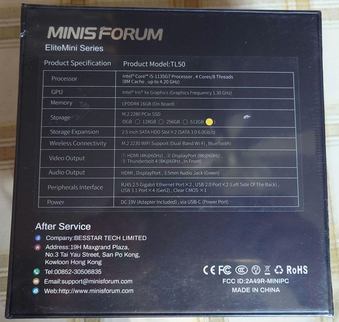 ミニPC Minisforum TL50-16/512-W11Pro(1135G7)
