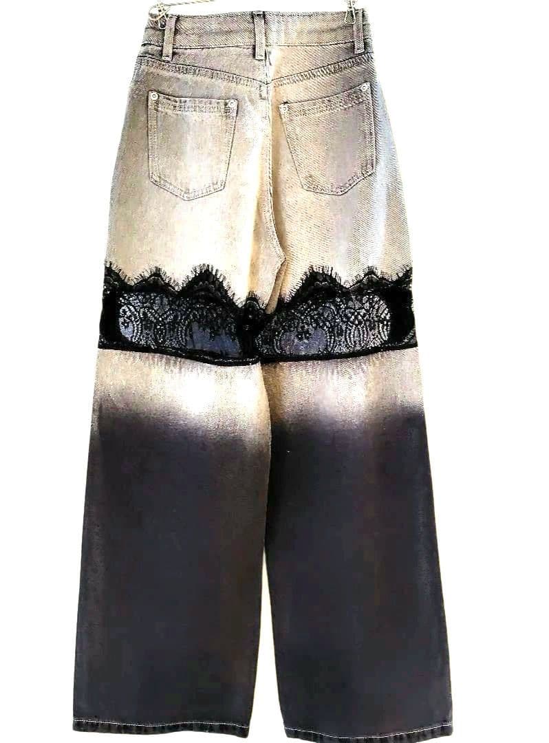 美品❤Darich(ダーリッチ)スカラップレースデニムロングパンツ　サイズS