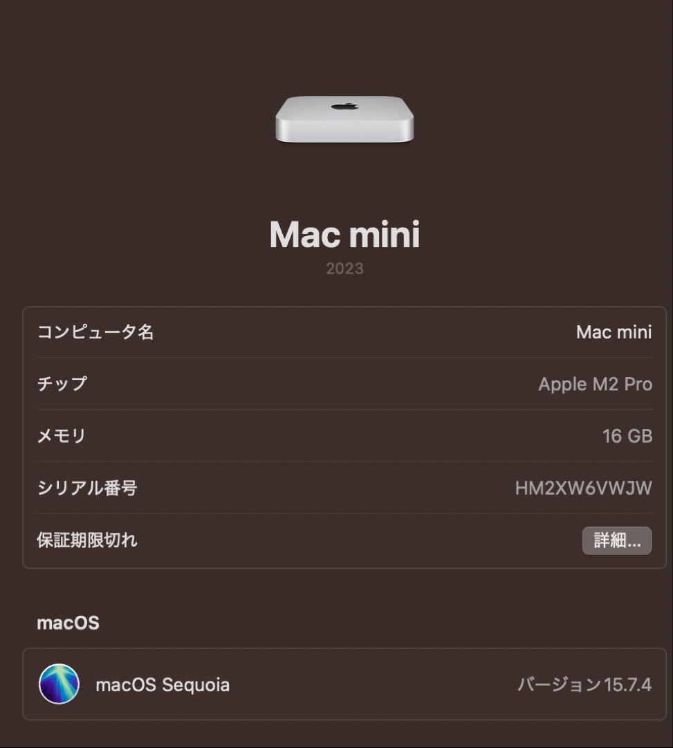 Macデスクトップ Apple Mac mini M2 Pro 16GB 512GB