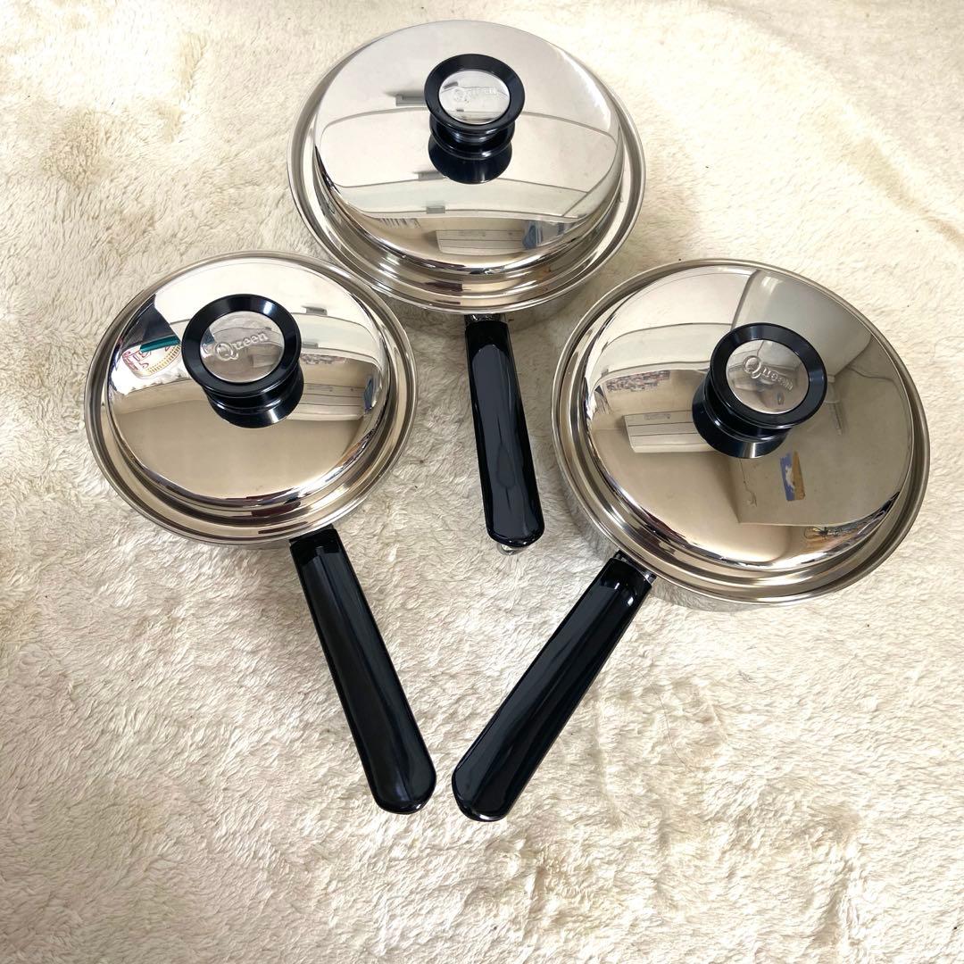 【美品】アムウェイAmway クィーンクックウェア 大中小ソースパン 3点