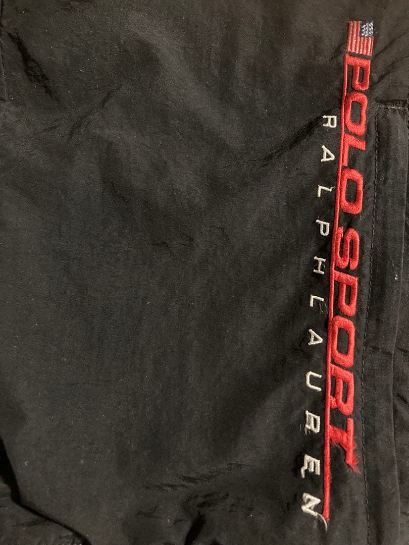 90s ポロスポーツ ナイロンパンツ 黒 L 刺繍ロゴ POLO SPORT