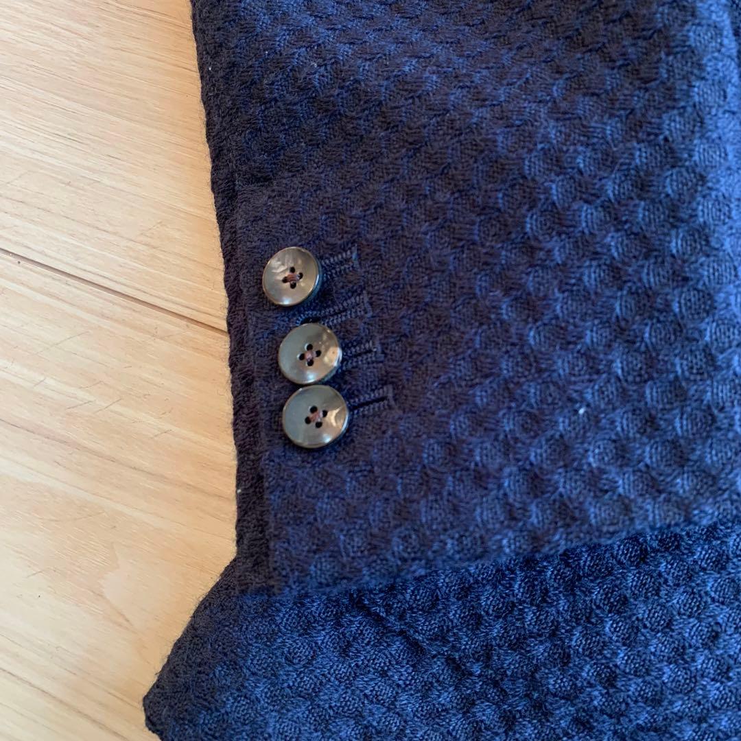 LARDINI ネイビー ジャガード ウール テーラードジャケット 44