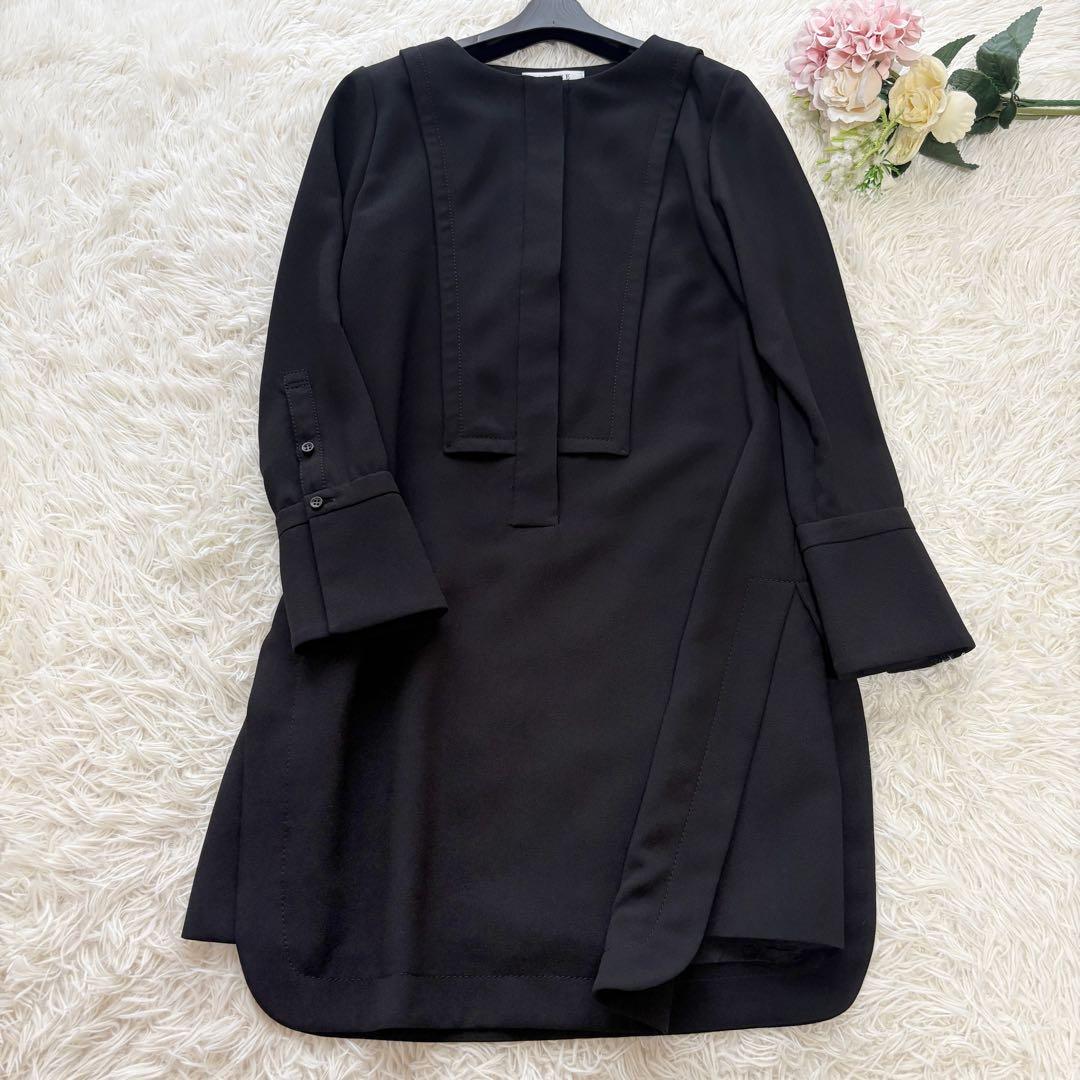美品　背面ビッグカラー風　アドーア　タックデザイン　ワンピース　チュニック　38