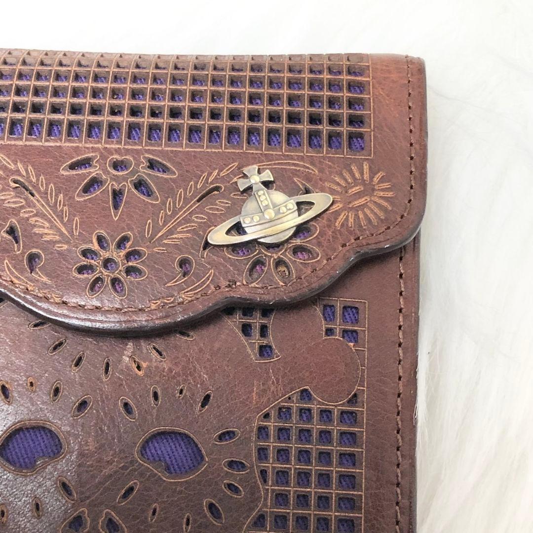 【廃盤超希少】ヴィヴィアンウエストウッド 三つ折り財布 スカル パンチングレザー