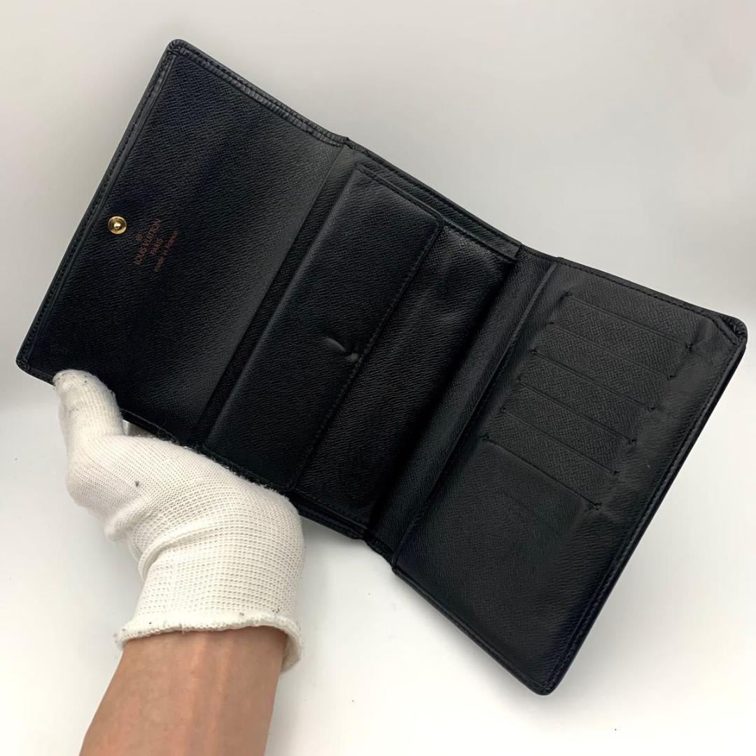鑑定済み ルイヴィトン ポルトトレゾール エテュイ パピエ エピ 財布 革 黒