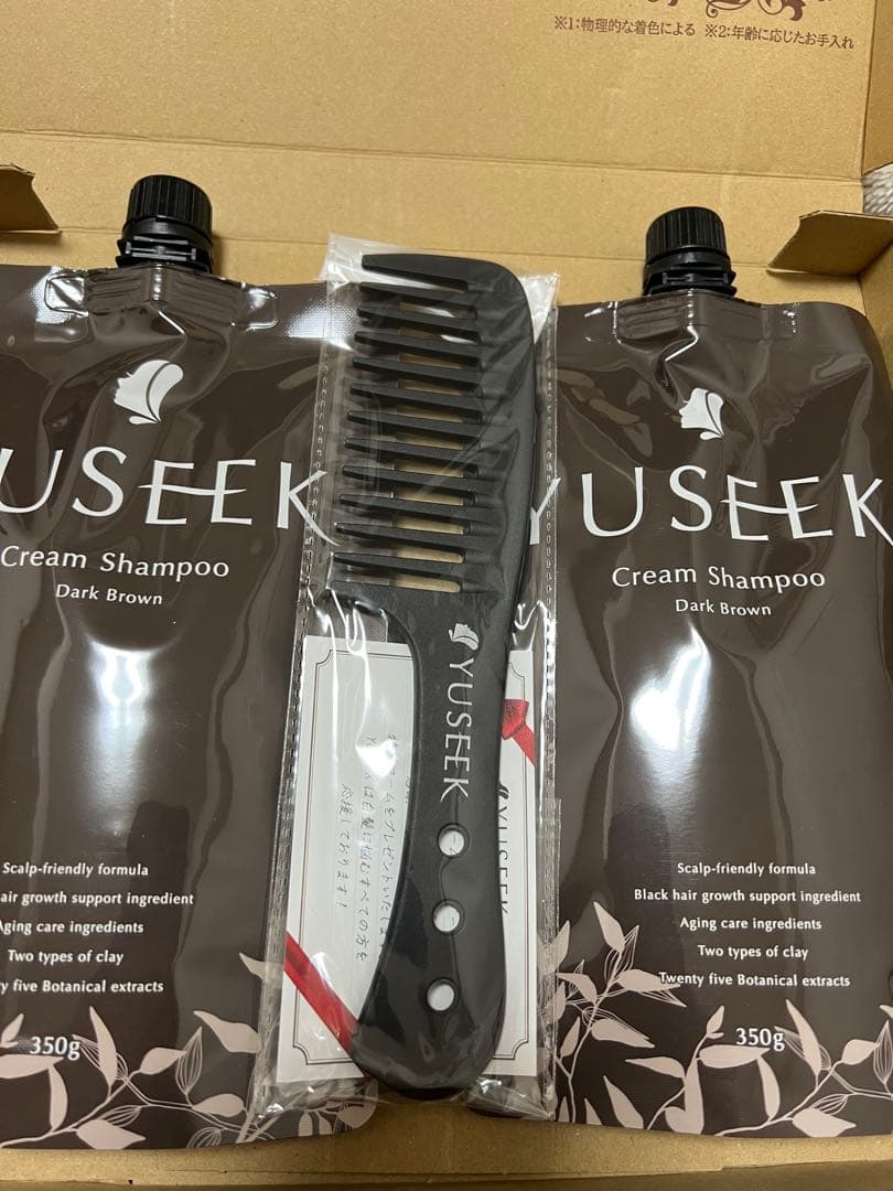 YUSEEK ダークブラウン 350g 4個セット　くし付き