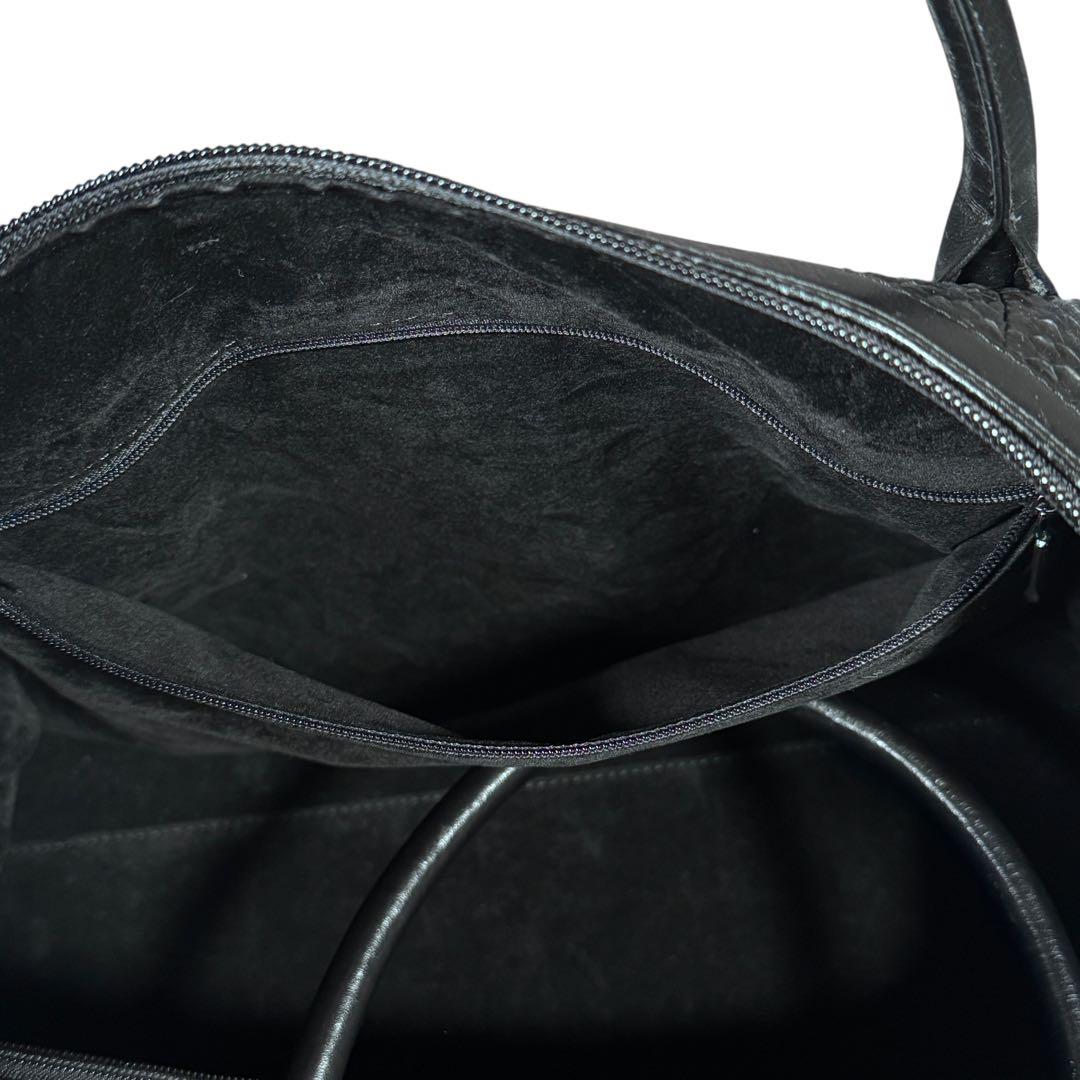 【JRA認定】パイソン ミニボストン バッグ ハンドバッグ ブラック 旅行 美品