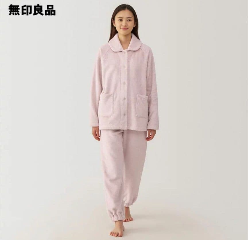 静電気が起きにくい 着る毛布パジャマ XL 無印 MUJI ライトピンク 婦人