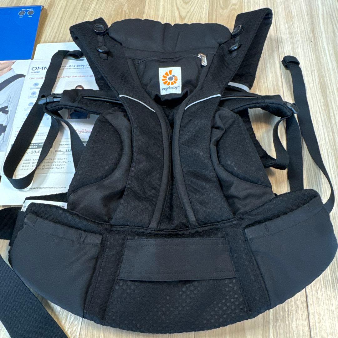 美品　エルゴベビー オムニブリーズ　抱っこ紐 ブラック メッシュ　未使用ポーチ付