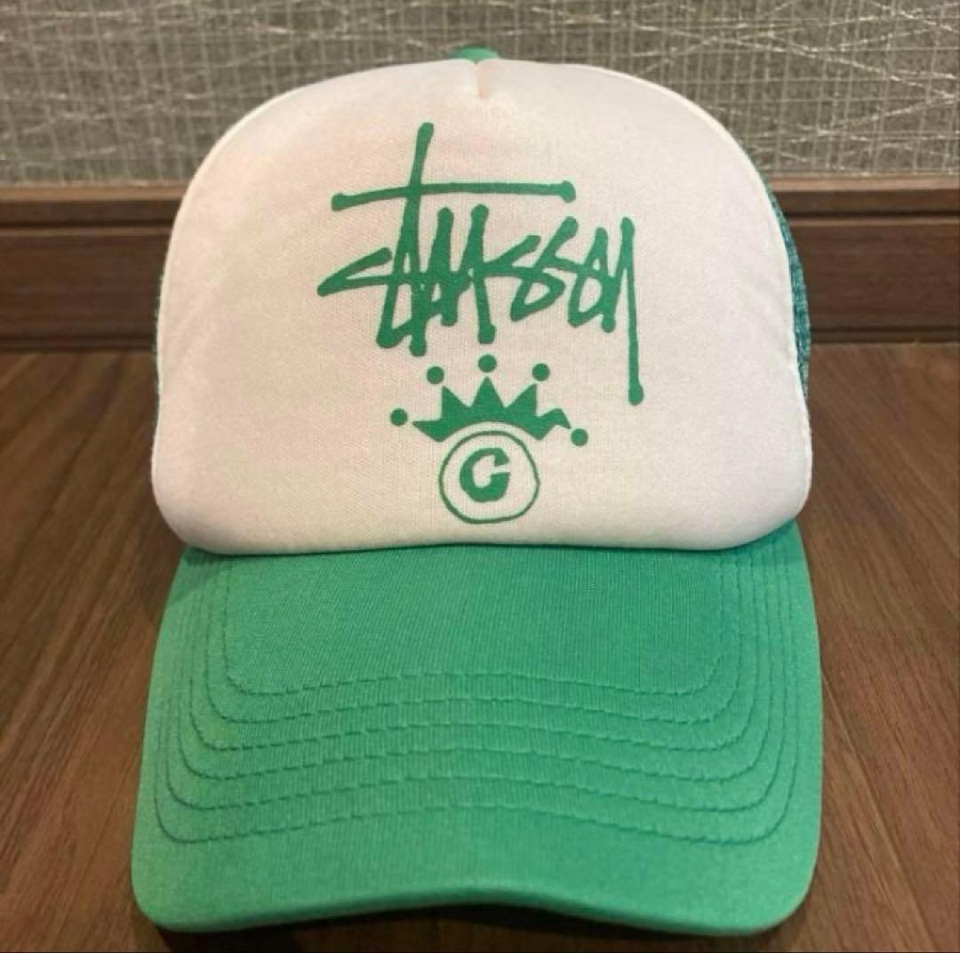 ステューシー　old stussy ベースボールキャップ ホワイト/グリーン