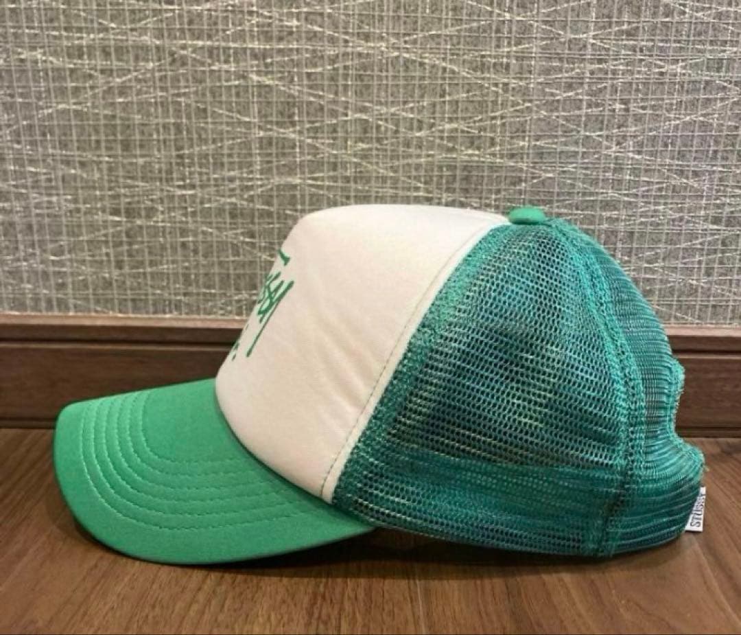 ステューシー　old stussy ベースボールキャップ ホワイト/グリーン