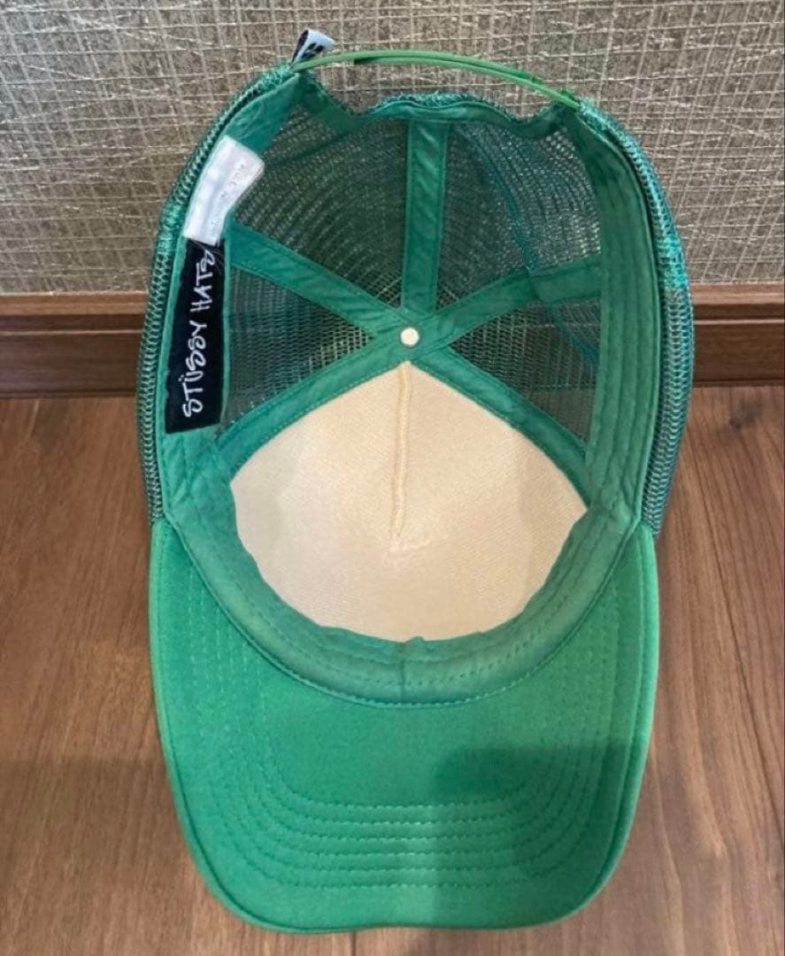 ステューシー　old stussy ベースボールキャップ ホワイト/グリーン