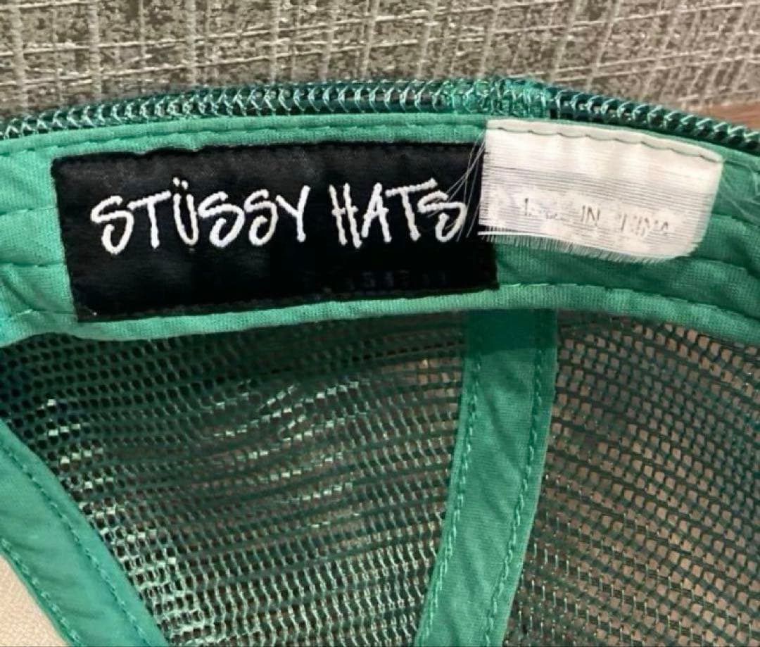 ステューシー　old stussy ベースボールキャップ ホワイト/グリーン