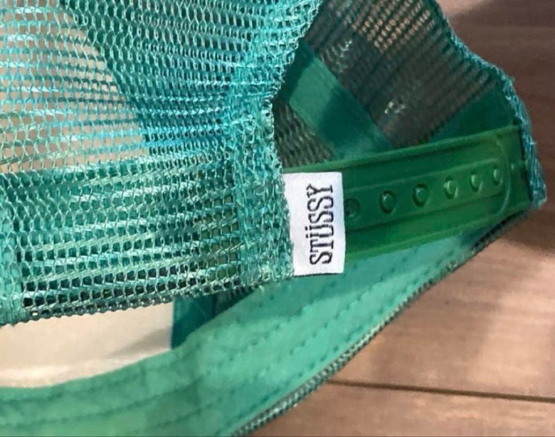 ステューシー　old stussy ベースボールキャップ ホワイト/グリーン