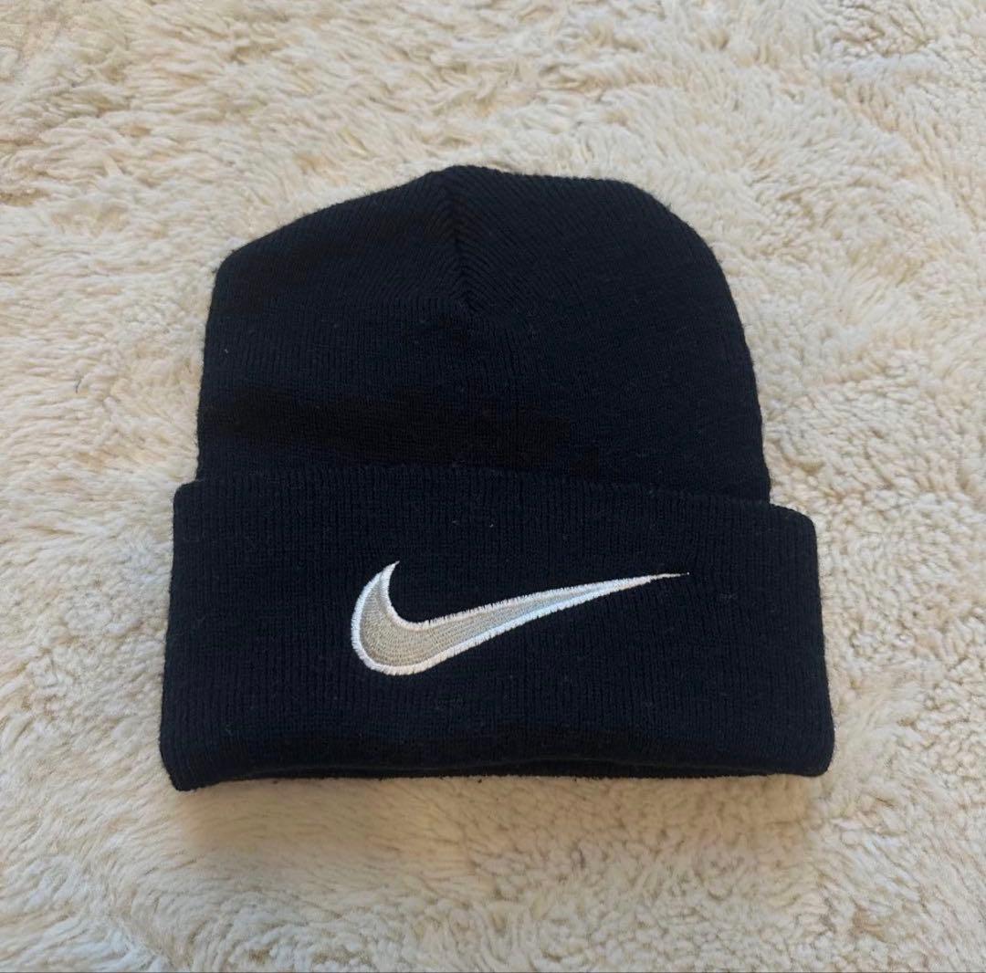【希少】 90’s NIKE ナイキ ビッグスウッシュ ビーニー ブラック