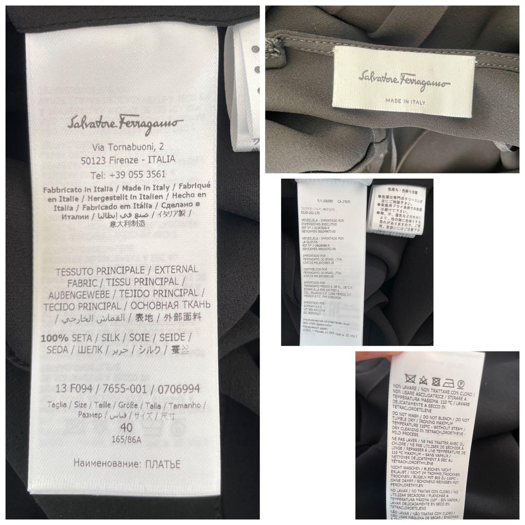 極美品 Salvatore Ferragamoシルク100% プリーツワンピース