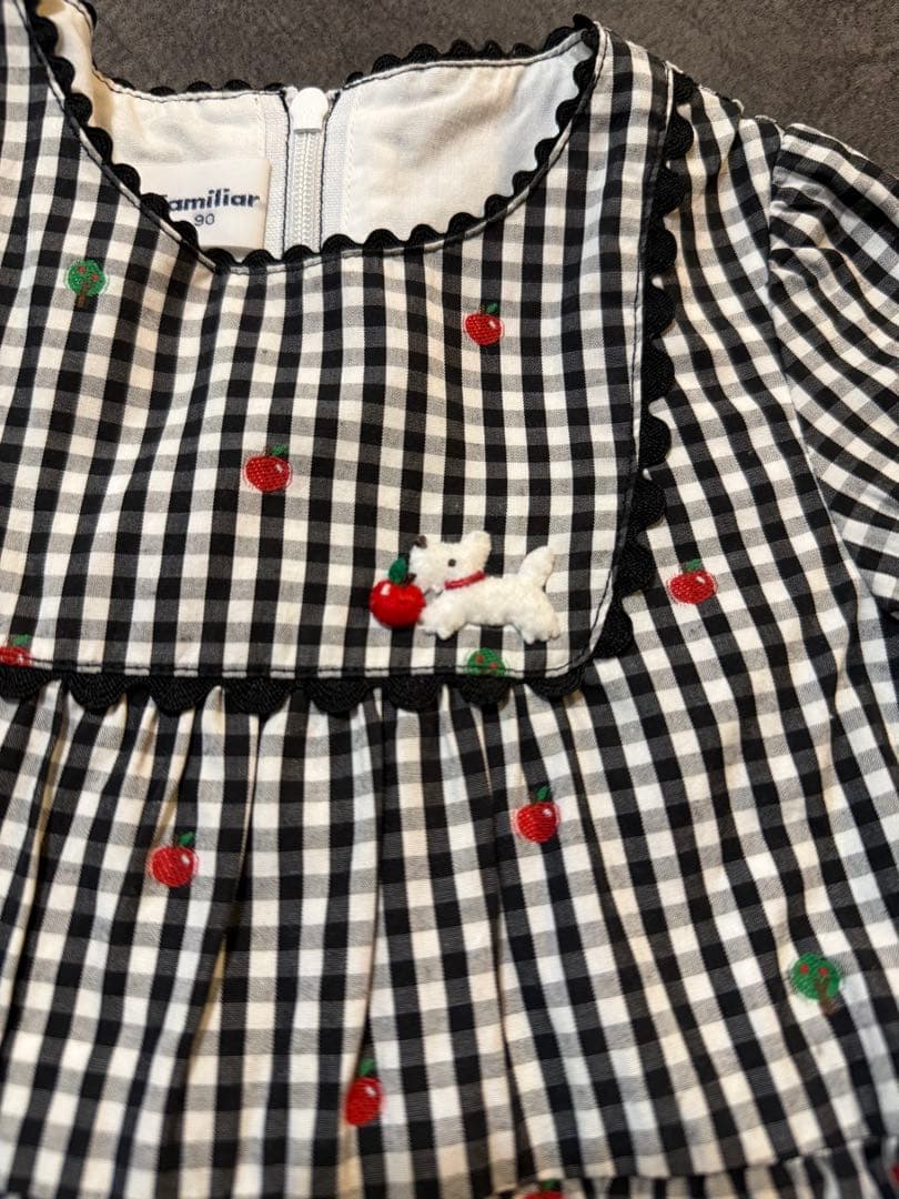 【最終お値下げ☆着用1回♡美品】ファミリア　チェックワンピース　90㎝